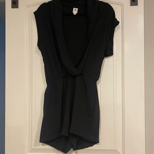 Deep V black romper